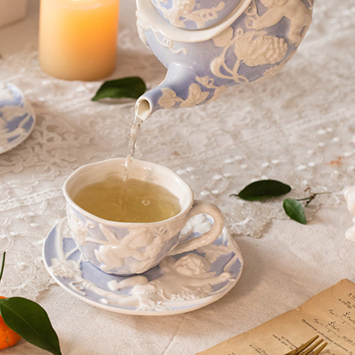 Angel Sculpture Ceramic Tea Set