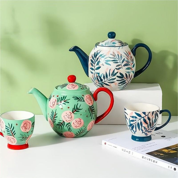 Flower Pattern Painted Tea Set