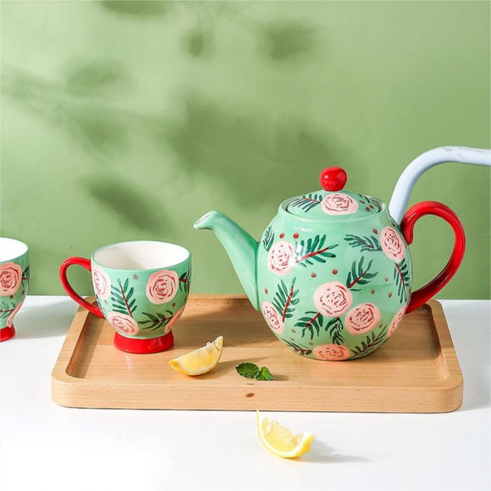 Flower Pattern Painted Tea Set