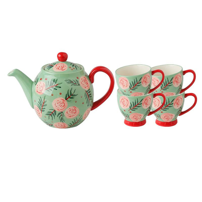 Flower Pattern Painted Tea Set