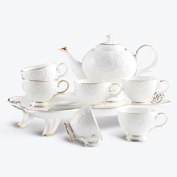 British Relief Floral Tea Set