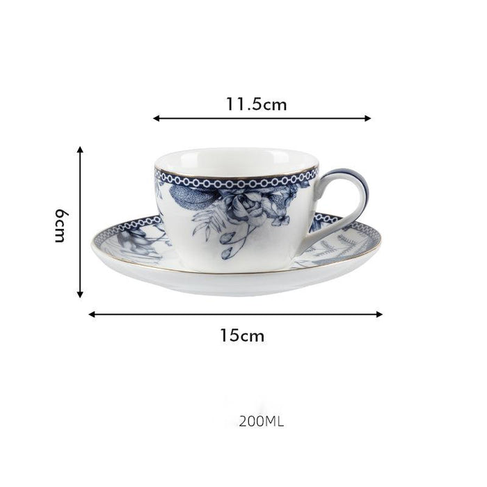Blue And White Floral Porcelain Tea Set