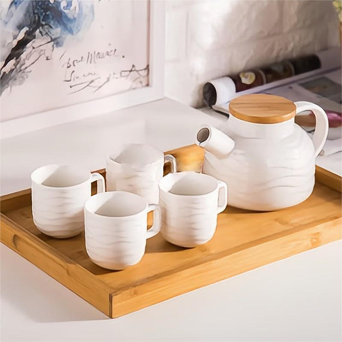 White Wavy Pattern Tea Set
