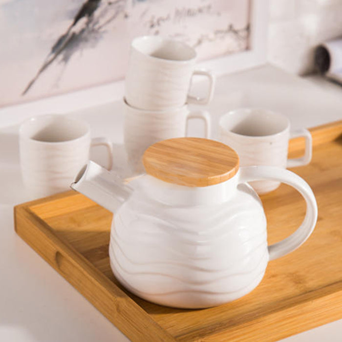 White Wavy Pattern Tea Set