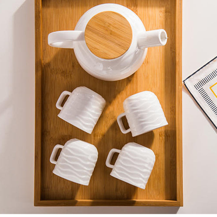 White Wavy Pattern Tea Set