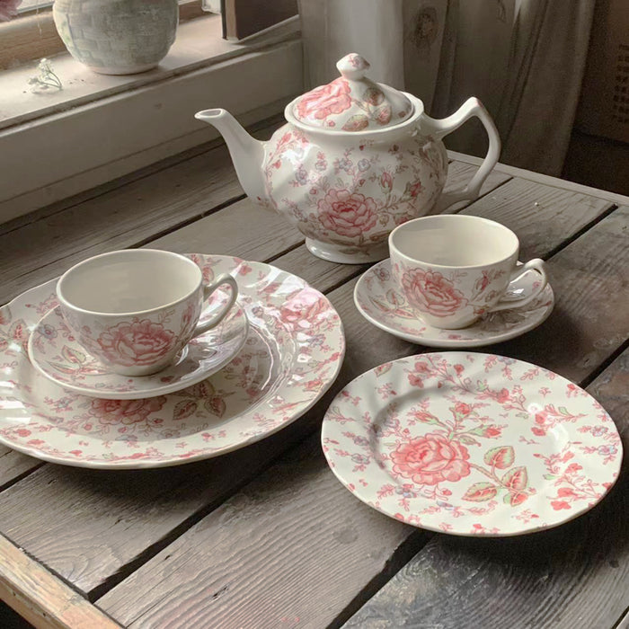 British Pink Floral Tea Set
