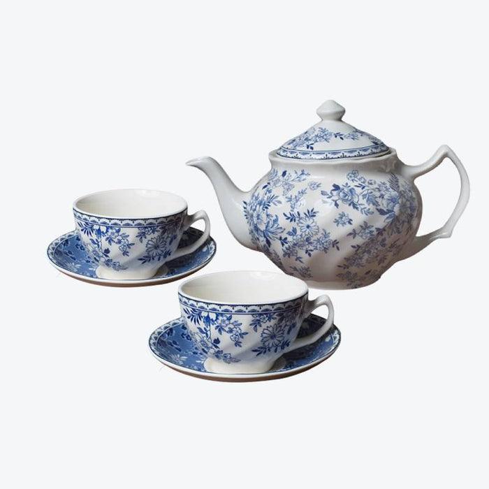 British Blue Floral Tea Set