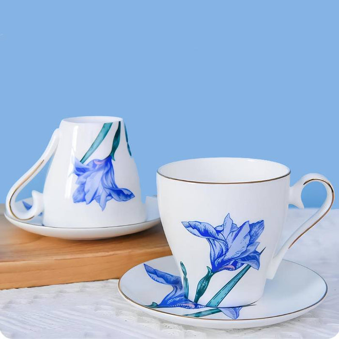 Blue Floral Gilt British Tea Set