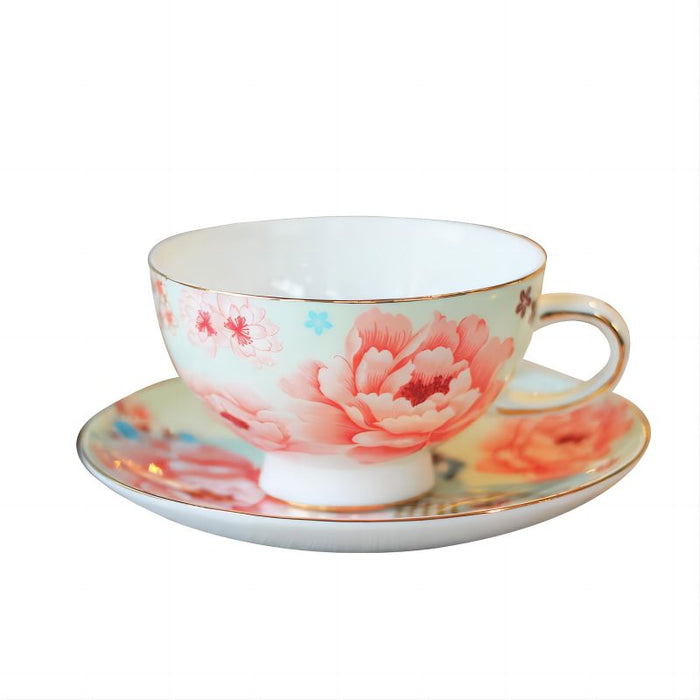 British Flower Gilt Bone China Tea Set