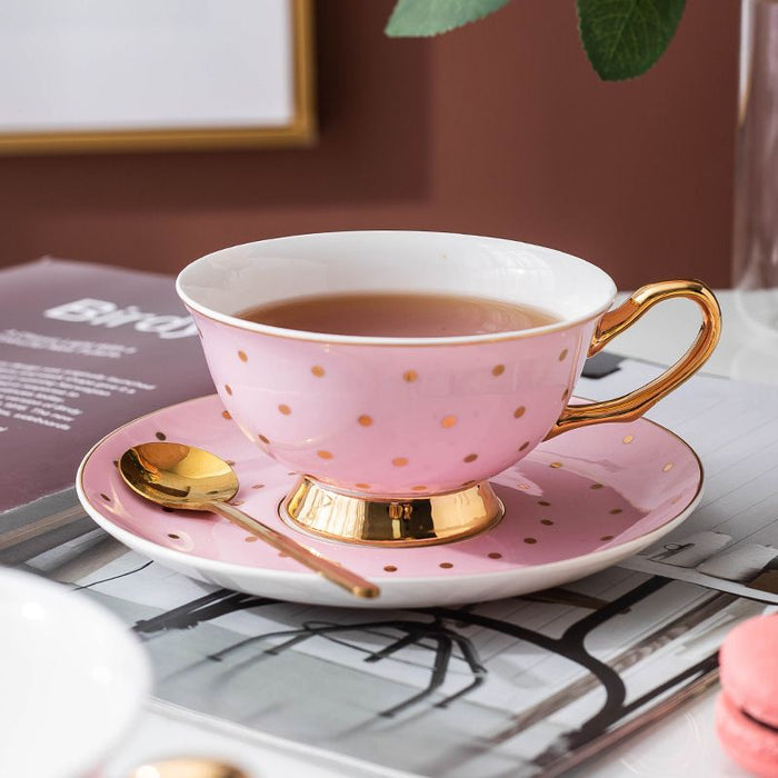 Pink Storm Polka Dot Coffee Set