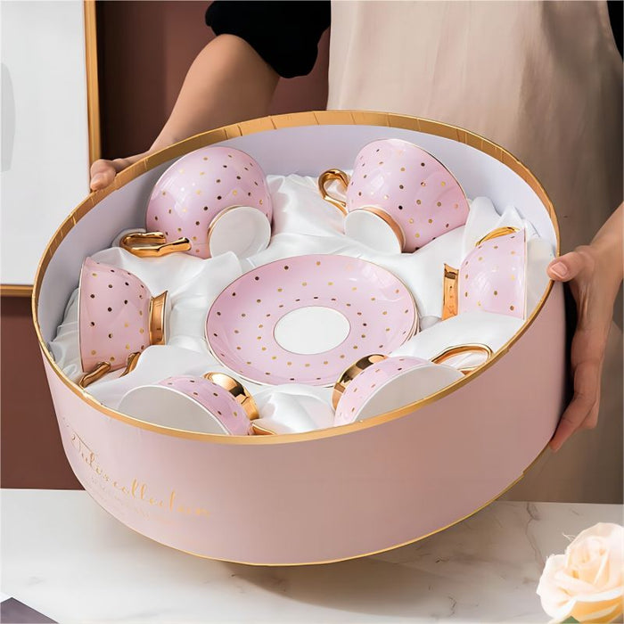 Pink Storm Polka Dot Coffee Set