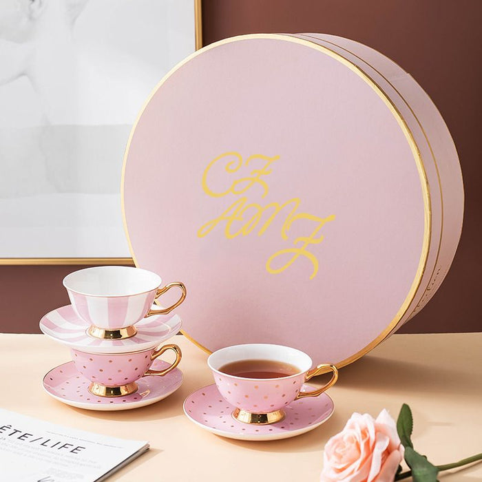 Pink Storm Polka Dot Coffee Set