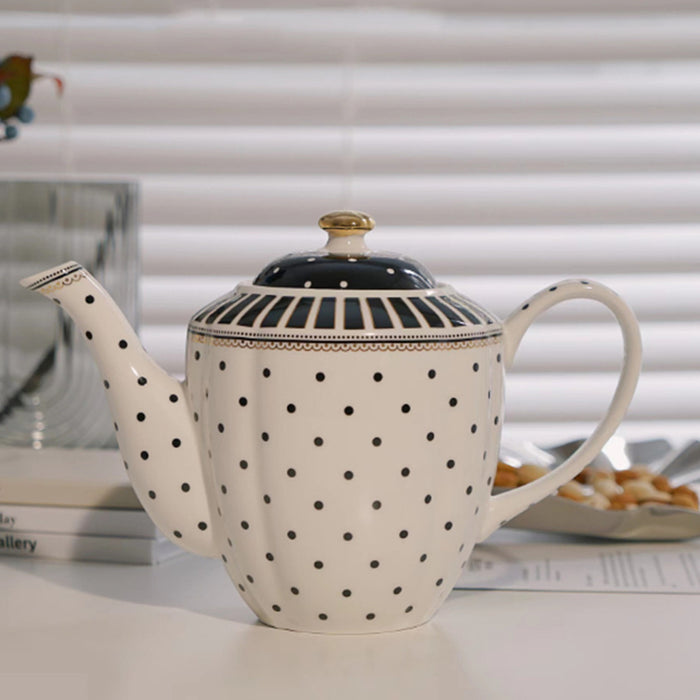 Polka Dot Striped Designed Procelain Modern Tea Set