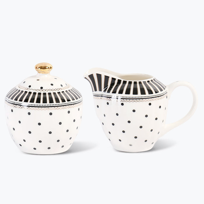Polka Dot Striped Designed Procelain Modern Tea Set