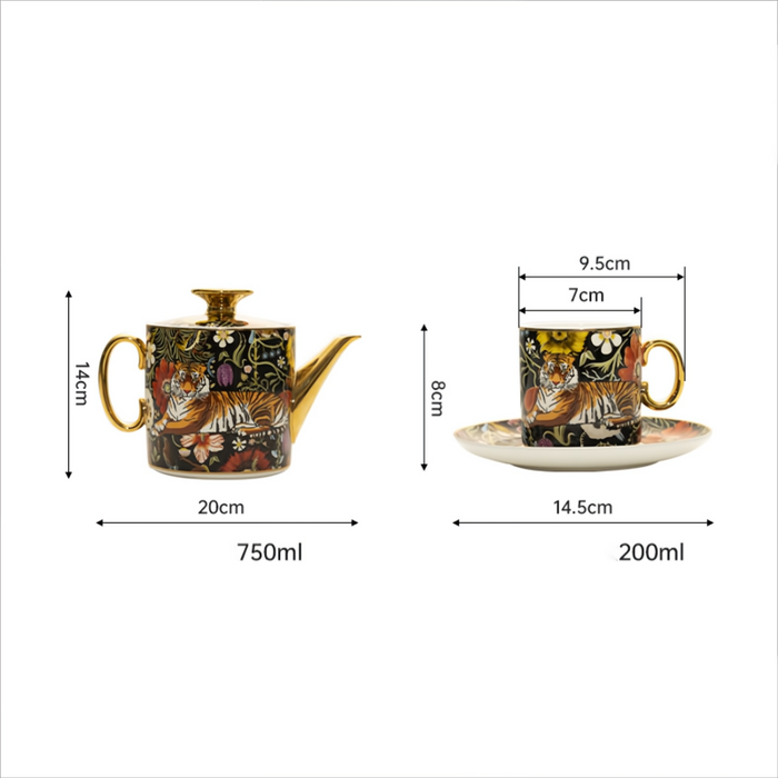 Tiger Wild Life Bone China Tea Set