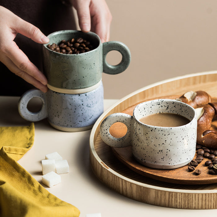 Set of 3 Round Handle Coffee Cups