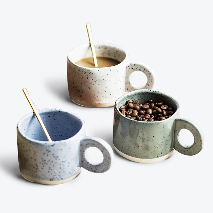 Set of 3 Round Handle Coffee Cups