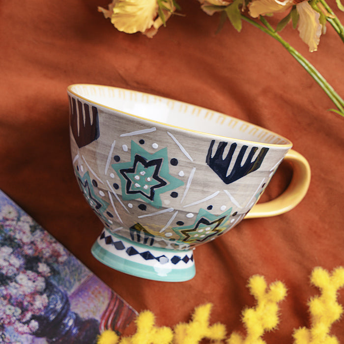Set of 4 Pastoral Style Ceramic Tea Cups