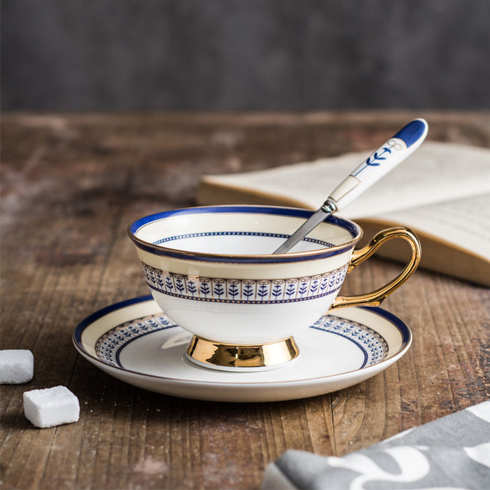 Set of 2 Gold Plated Bone China Cup And Saucers