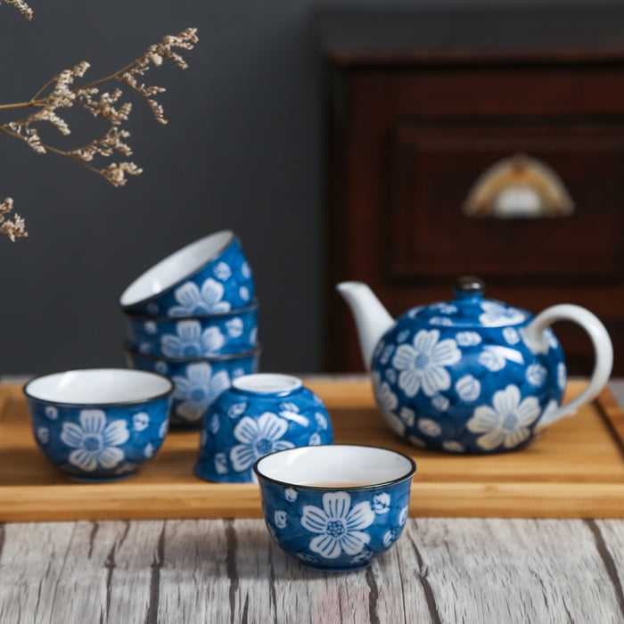 Blue And White Floral Kungfu Tea Set