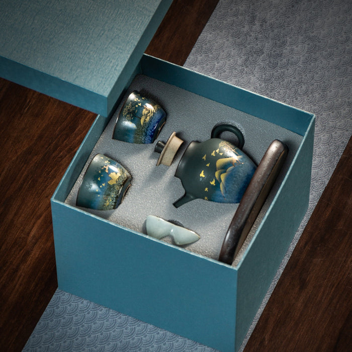 Japanese-Style Ink Color Ceramic Tea Set-5