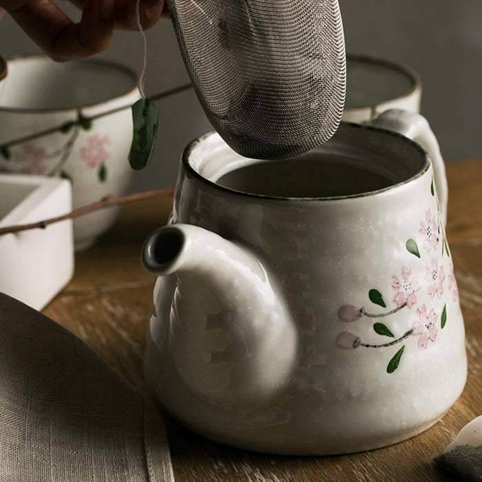 Cherry Blossom Hand-Painted Underglaze Tea Set
