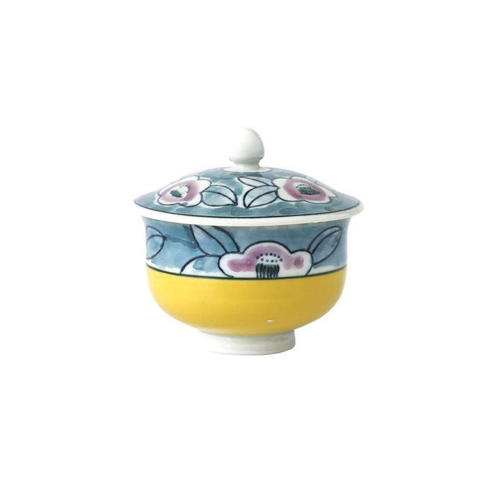 Japanese Flower Handpainted Tea Cup with Lid
