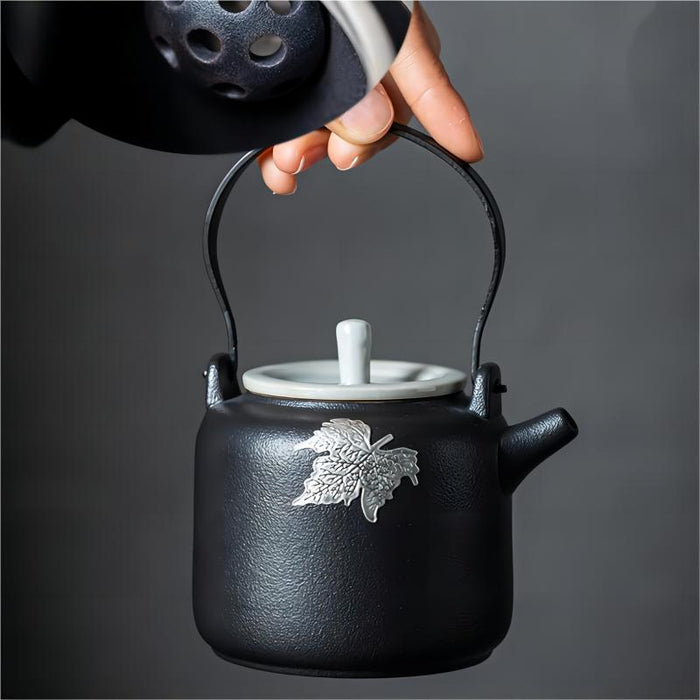 Japanese Style Black Pottery Handle Tea set