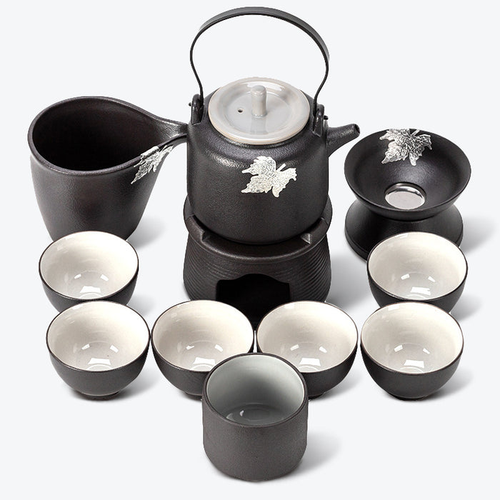 Japanese Style Black Pottery Handle Tea set