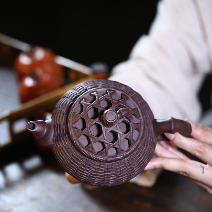 Chinese YiXing Zisha Handmade Pan Teapot