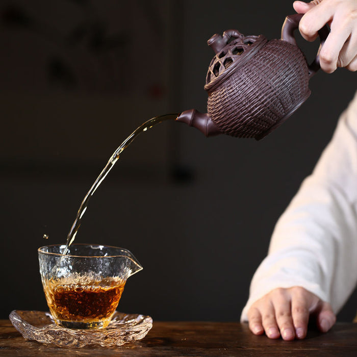 Chinese YiXing Zisha Handmade Pan Teapot