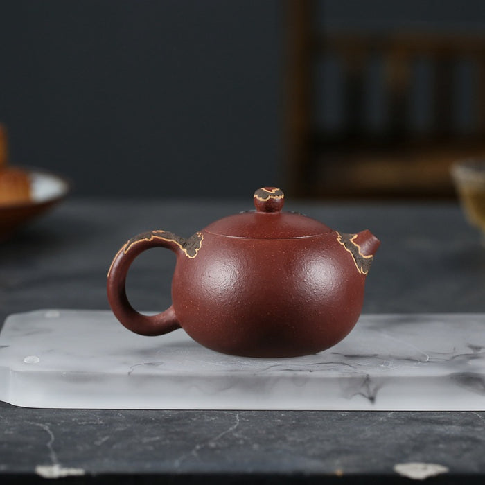 Pine Applique YiXing Zisha XiShi Teapot