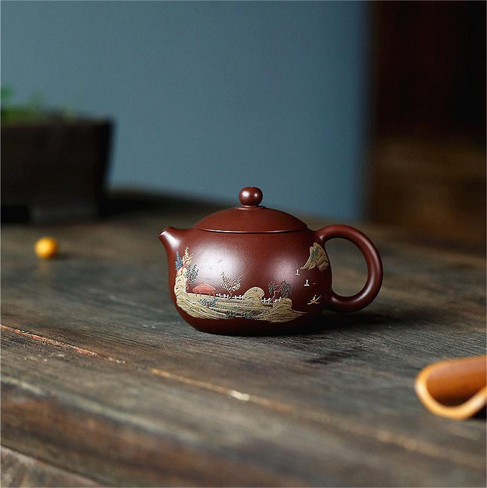 Mountain Landscape YiXing Zisha XiShi Teapot