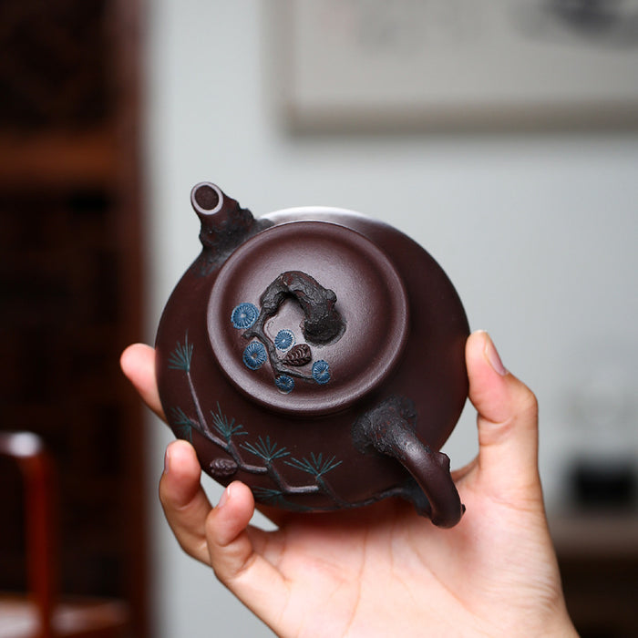 Handmade Pine Branch YiXing Zisha Teapot