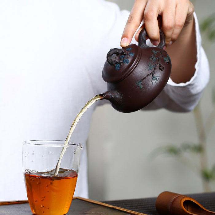 Handmade Pine Branch YiXing Zisha Teapot