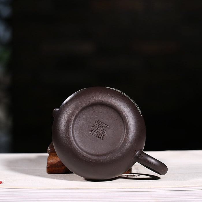 Yixing Lotus Pond Black Clay Xishi Teapot
