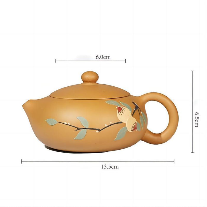 Yixing Yellow Peach Flat Xishi Teapot