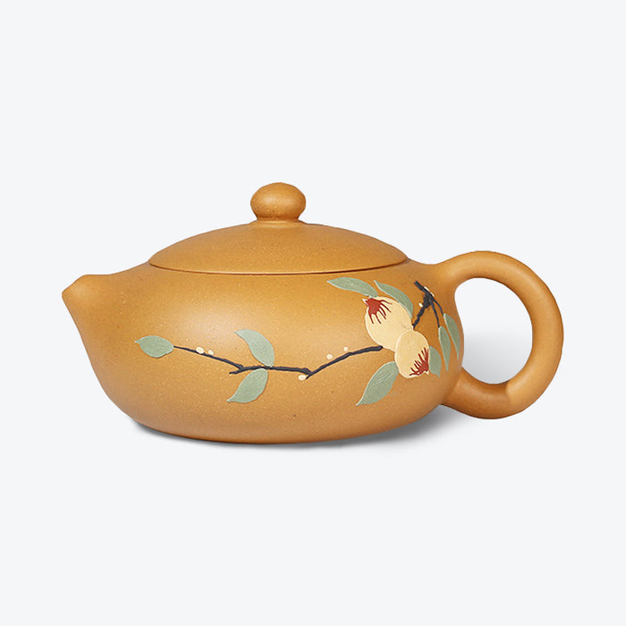 Yixing Yellow Peach Flat Xishi Teapot