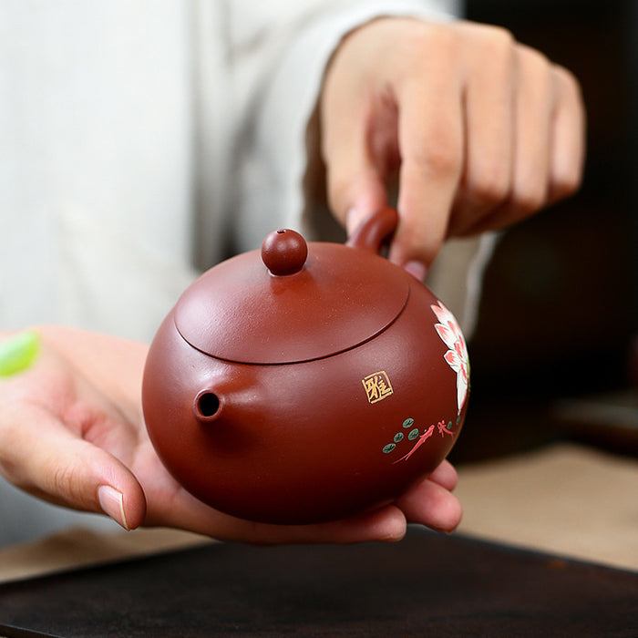 Yixing Handmade Pink Lotus Tea Set