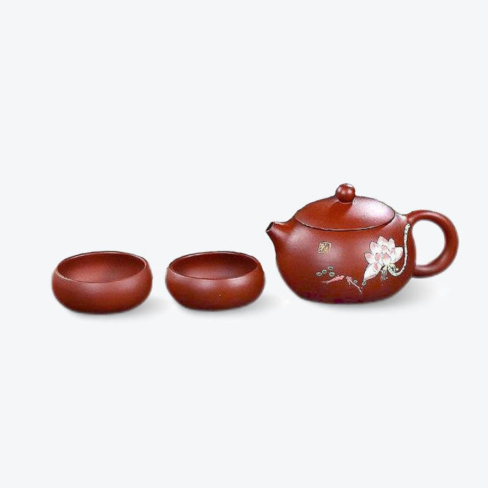 Yixing Handmade Pink Lotus Tea Set