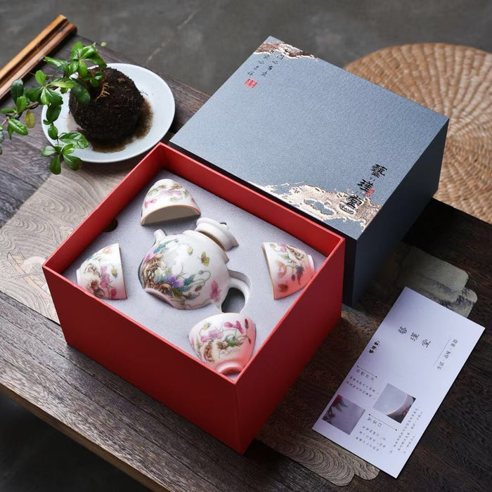 Floral Ceramic Kung Fu Tea Set