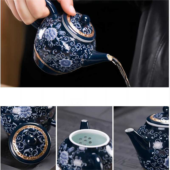Chinese Blue Lotus Porcelain Tea Set