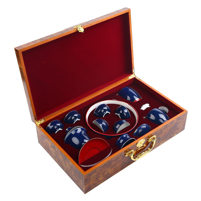 Blue Chinese Ceramic Kung Fu Tea Set