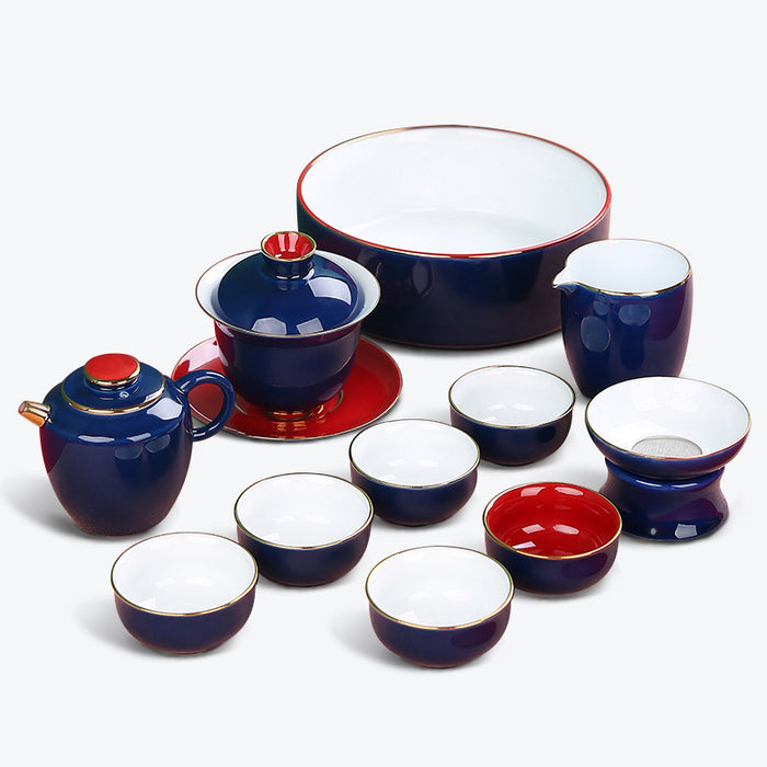 Blue Chinese Ceramic Kung Fu Tea Set