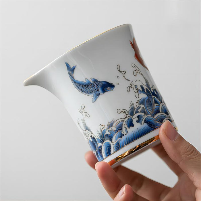 Carp and Sea Porcelain Kung Fu Tea Set