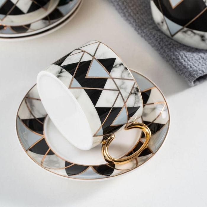 Black Diamond Lattice Golden Trim Coffee & Tea Set