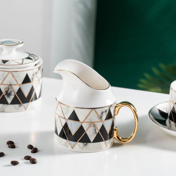 Black Diamond Lattice Golden Trim Coffee & Tea Set