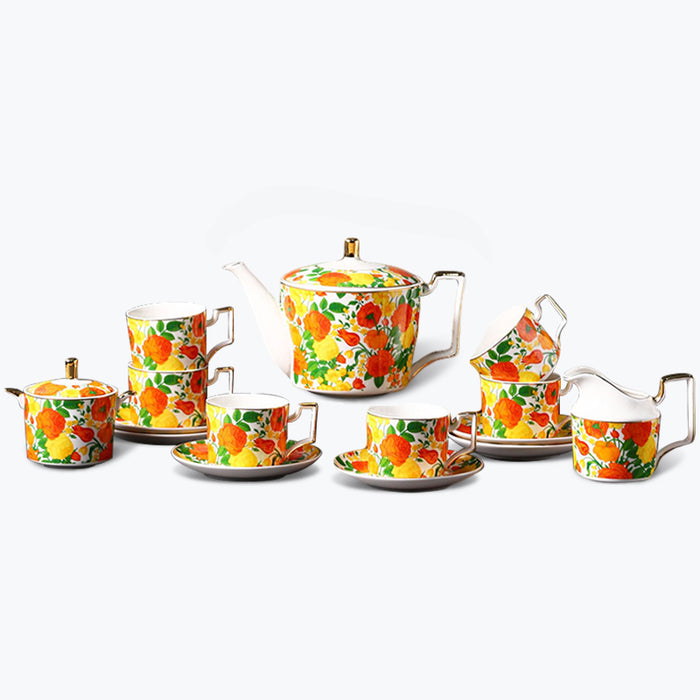 Blooming Flowers Bone China Vintage Tea Set