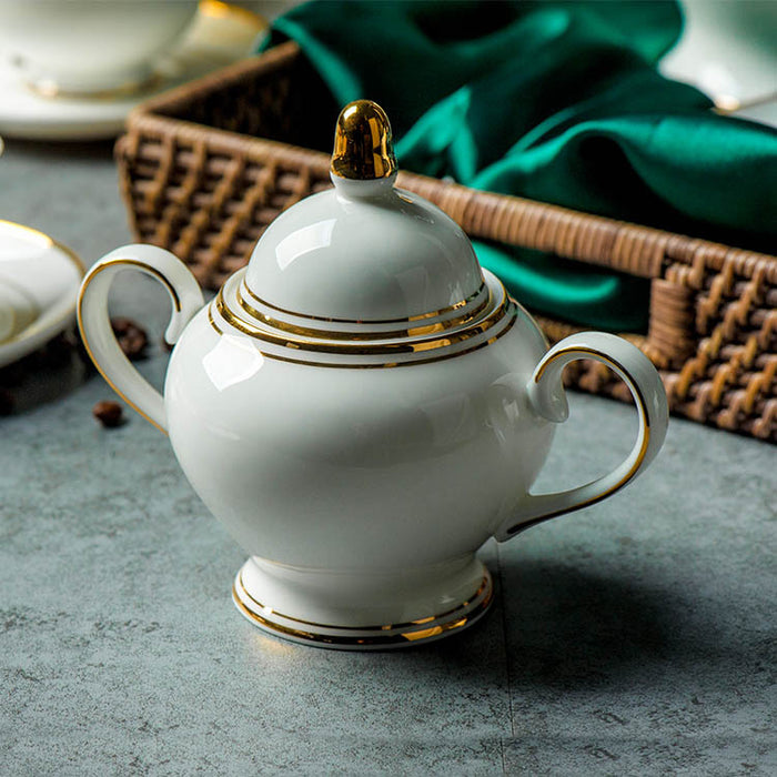 Golden Trim Elegent Bone China Coffee & Tea Set