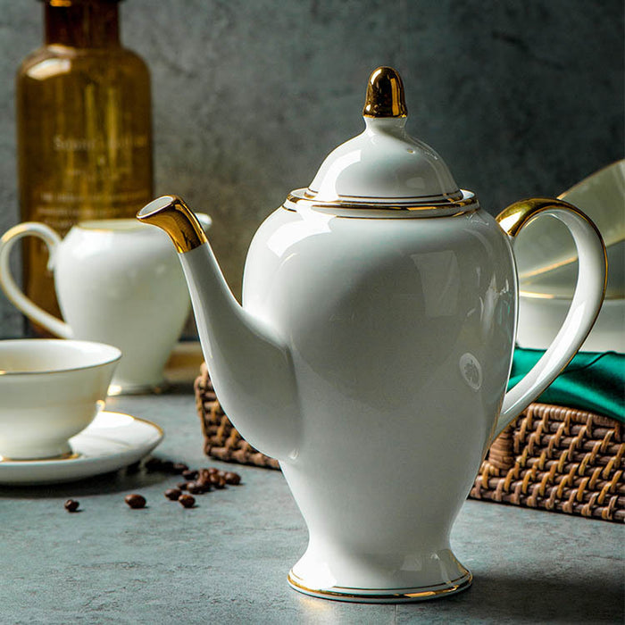 Golden Trim Elegent Bone China Coffee & Tea Set